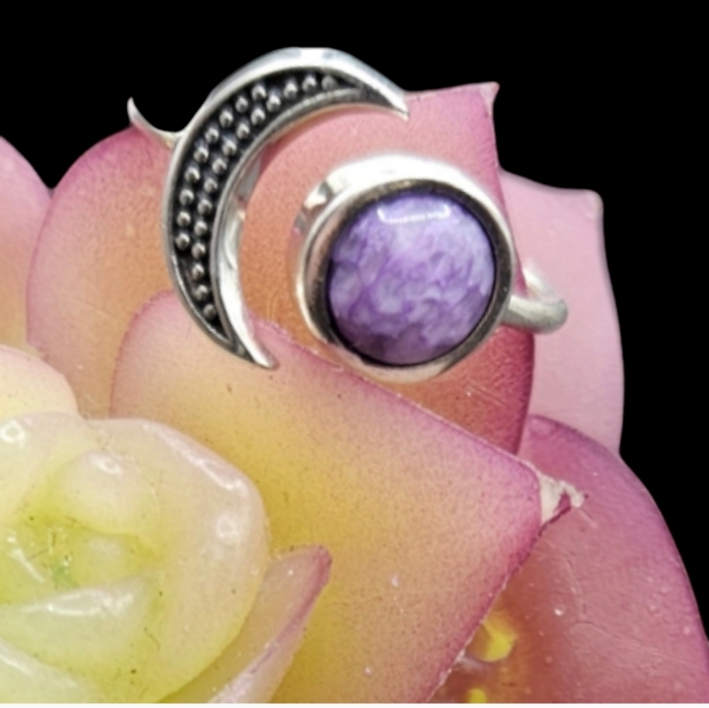 Charoite Luna Ring